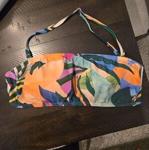 Palisades Colorful Tropical Strapless Bikini Sz Large